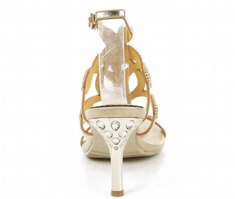 Женские летние сандалии гладиаторы на высоком каблуке с блестящими кристаллами