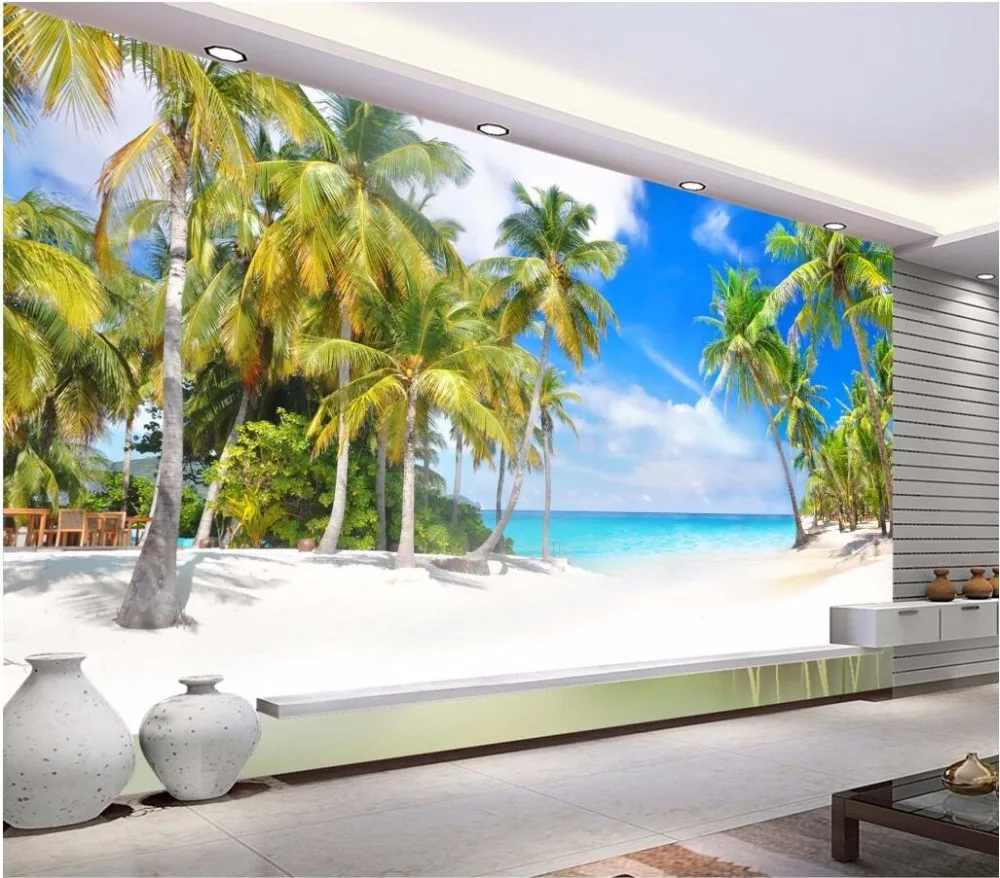 

3d wall murals wallpaper for living room walls 3 d photo wallpaper Coconut sea scenery picture decor Custom mural painting