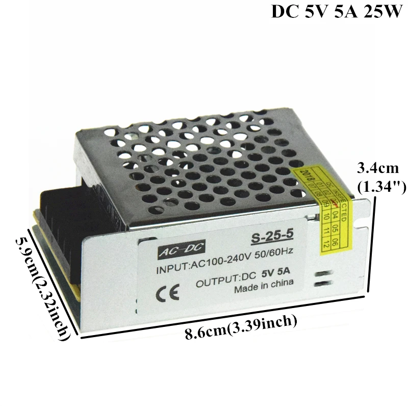 DC 5V импульсный источник питания 4A 5A 6A 10A 20A 60A импульсный источник питания AC 110V 220V к DC 5V для светодиодных лент
