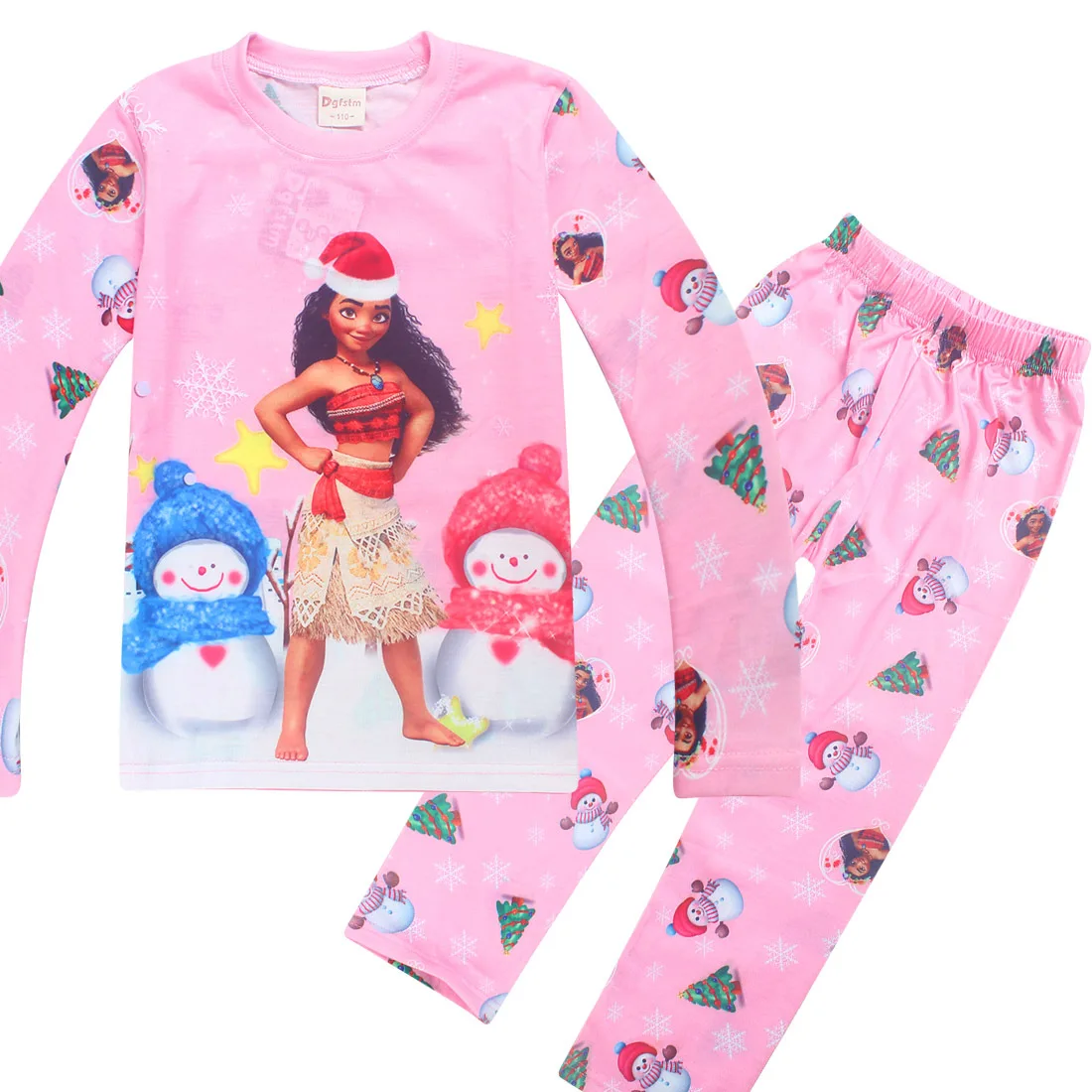 2017 Boys Sleepwear Moana Vaiana Costume Girls Pajamas Christmas Pyjama Kids Girl Pijamas Long Sleeve T-shirt+Print Clothing Set | Детская