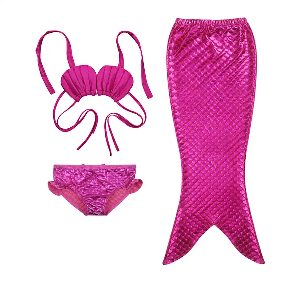2hotpink Бикини, 3 предмета, От 3 до 12 лет для девочек, детский купальный костюм с хвостом русалки, платье, Раздельный купальный костюм, купальный костюм, бикини, купальный костюм - Цвет: 2hotpink