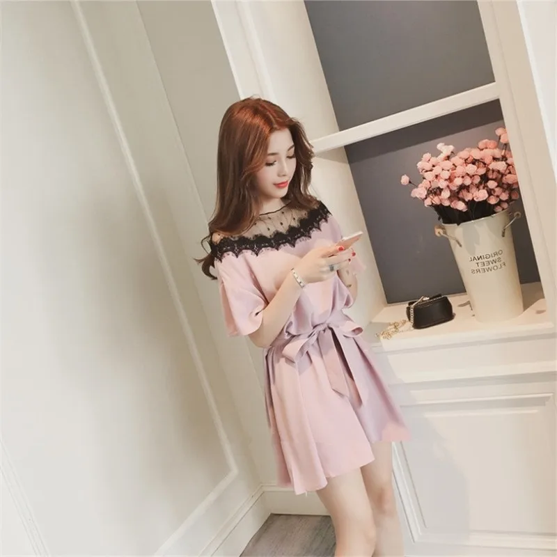 2021 кепки с сеточкой на весну вырезом лодочкой короткий рукав платья Женская