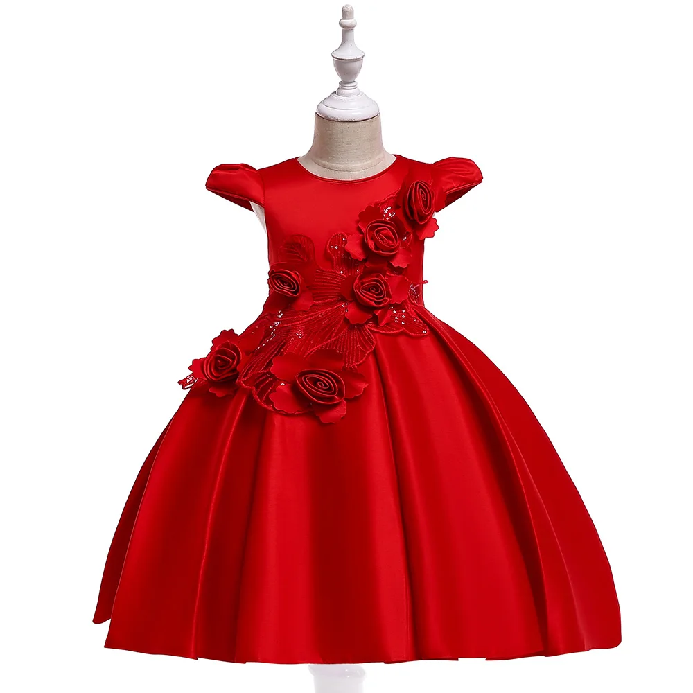 Retail Flower Girl Floral Dress For New Year Children Girls Sequined Princess Formal Party L5070 | Детская одежда и обувь
