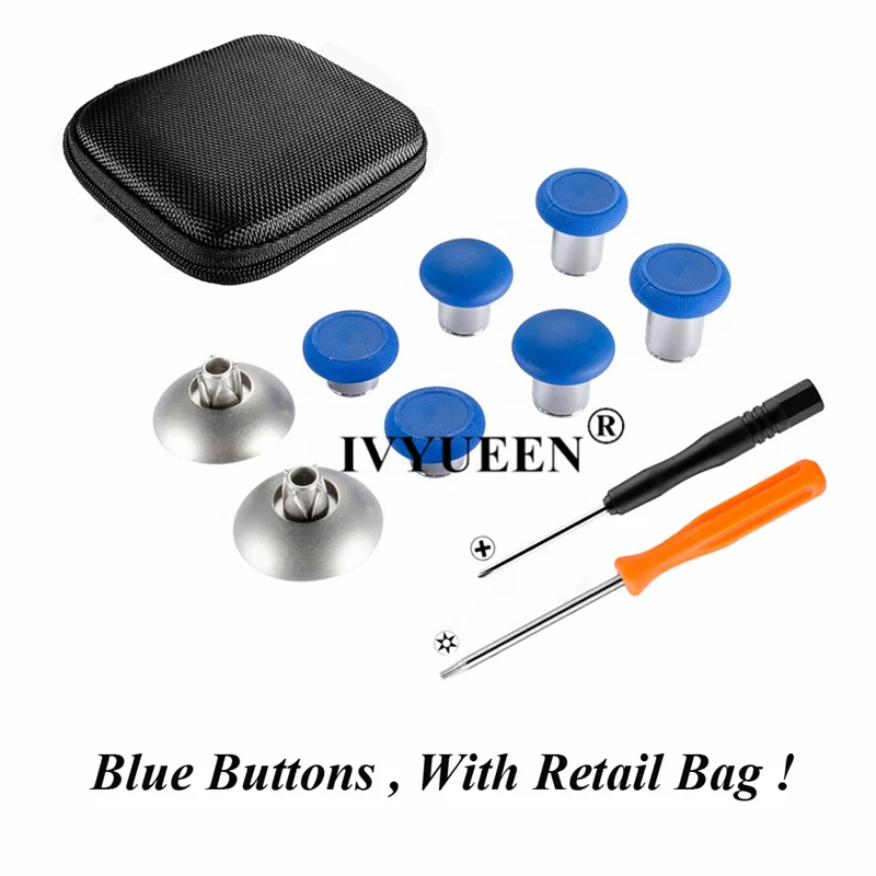 Blue with Bag IVYUEEN 8 шт. Сменные магнитные Джойстики для Playstation 4 Dualshock 4 PS4 Pro контроллер запасные части для консоли Xbox one - Цвет: Blue with Bag