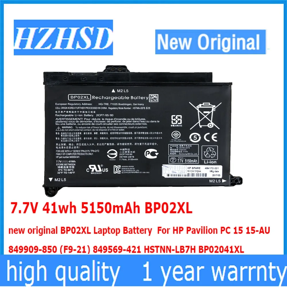 

7.7V 41wh 5150mAh BP02XL new original BP02XL Laptop Battery For HP Pavilion PC 15 15-AU 849909-850 HSTNN-LB7H BP02041XL