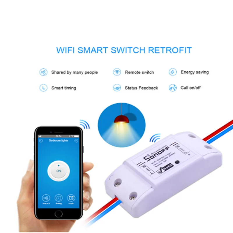 

Sonoff Relay Smart Switch/WiFi Wireless Control Switch Module ABS Shell Socket for DIY Home Work with Alexa