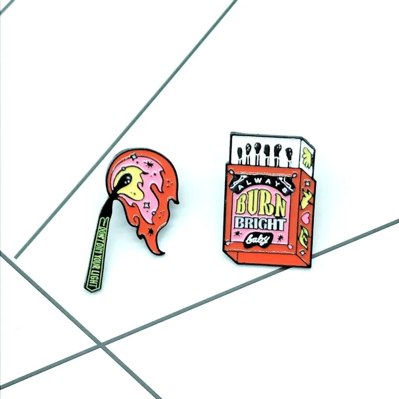 Креативная брошь Matchbox для женщин и мужчин цвет красный зеленый индивидуальная