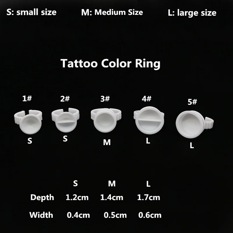 

100pcs Disposable Permanent Makeup Ring Small/Medium/Large Size Tattoo Ink Eyebrow Tattoo Pigments Holder Rings Container/Cup