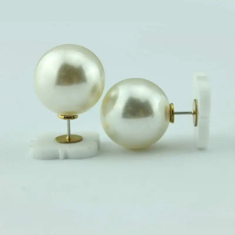 Акриловые жемчужные Двухсторонние серьги-гвоздики женские Новинка с листком