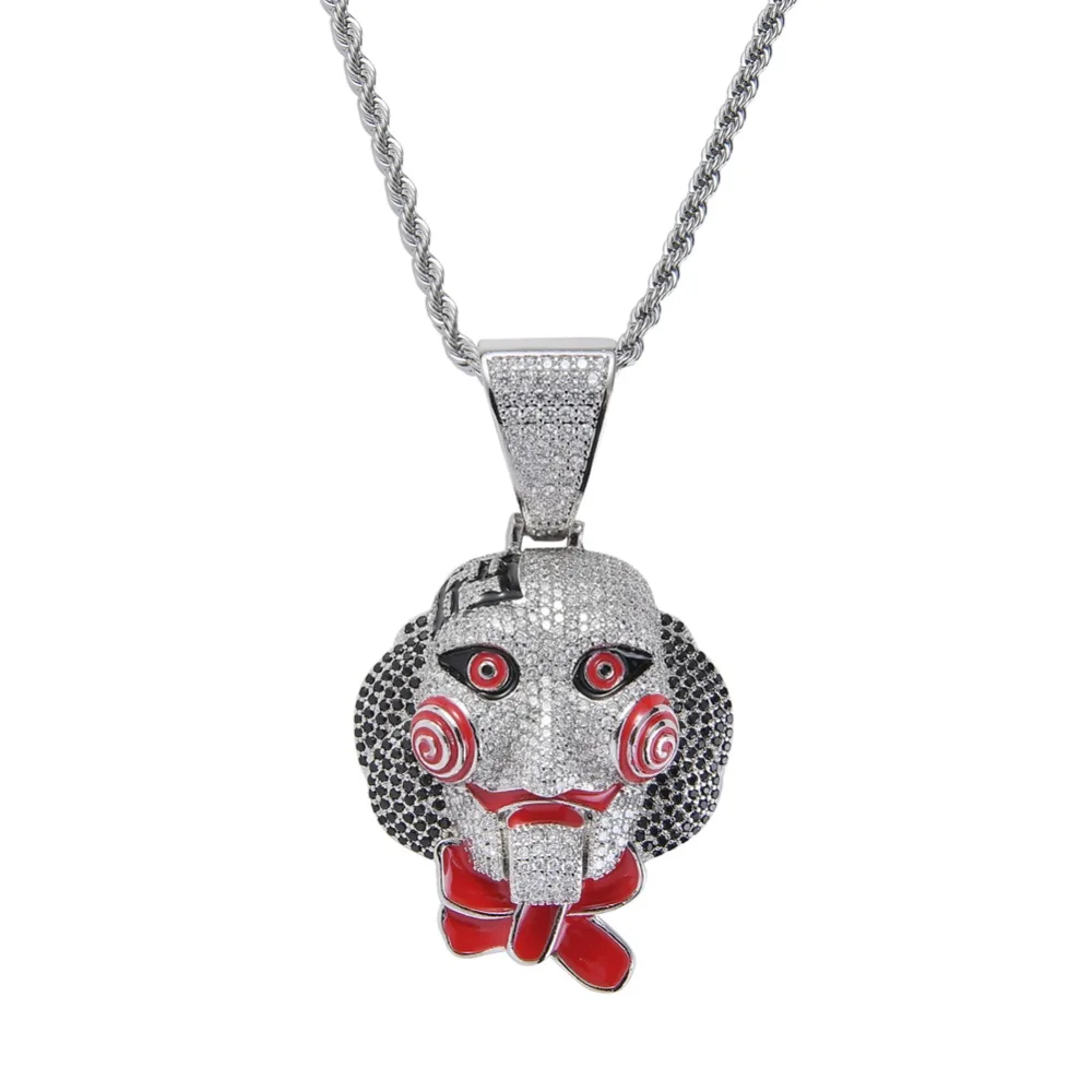 Bling bling CZ Ювелирные изделия 69 мультфильм голова кулон Iced Out кубический циркон ожерелье хип хоп подарок ювелирные изделия CN068