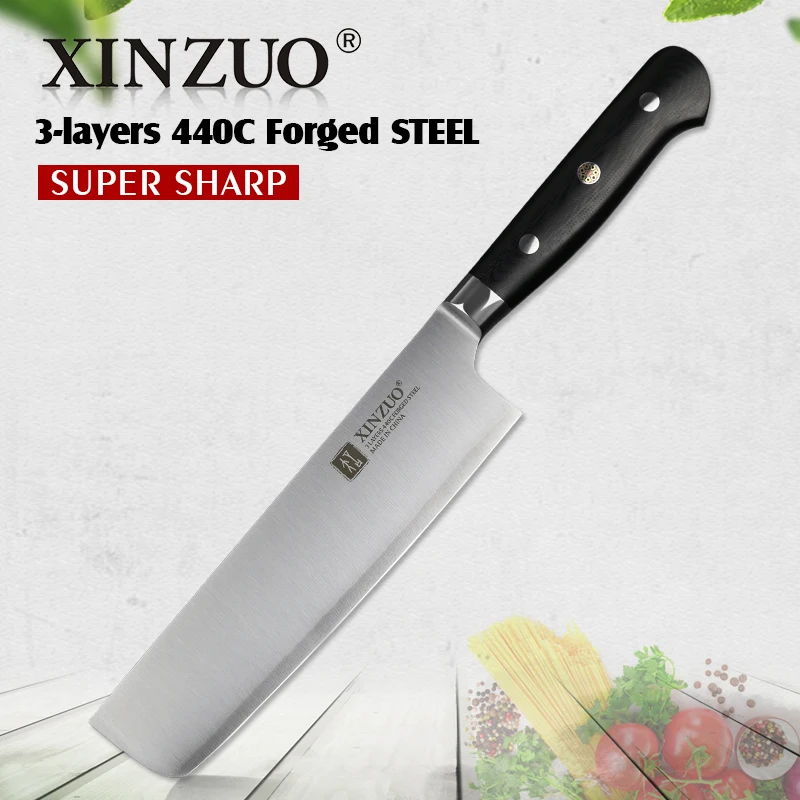 Нож для нарезки XINZUO 3-слойный кухонный нож 440C из закаленной стали с рукояткой G10 |