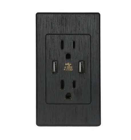 black 5 в 2 а настенное зарядное устройство US Dual USB AC 125 в 15 Ампер настенное гнездо розетка адаптер штекер DC дуплексный источник питания Зарядка - Цвет: black