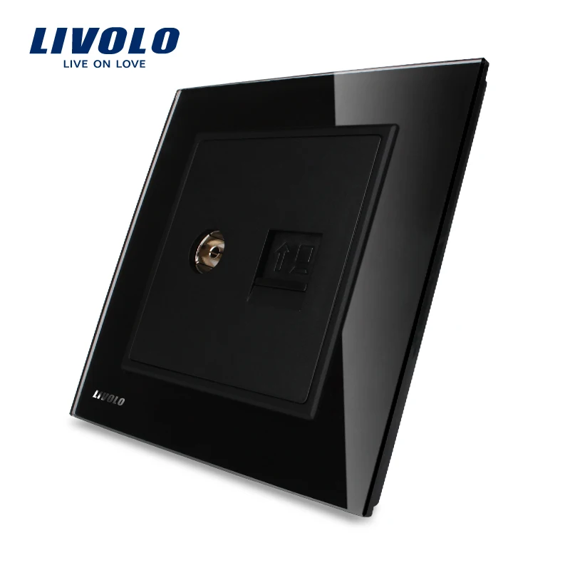 Livolo стандарт Великобритании 2 банды настенный компьютер и ТВ розетки (COM TV)