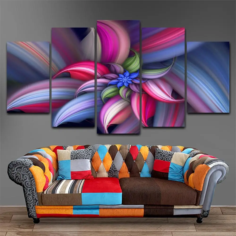 

Drop shipping 5 Panel Wall Art Pictures Canvas Painting abstract canvas poster painting decoration for living room LW259