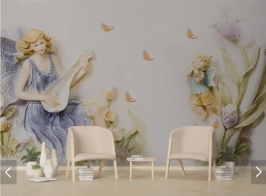 Тисненый тюльпан девушка Настенная роспись Большая фотография настенная бумага