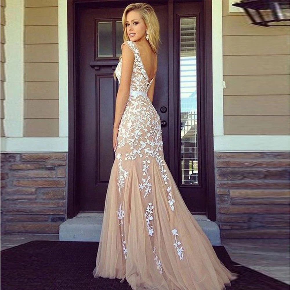 

Vintage Lace Applique Mermaid Wedding Dresses 2021 Floor Length Champagne Bridal Gowns Sexy Backless Vestido De Noiva Festa