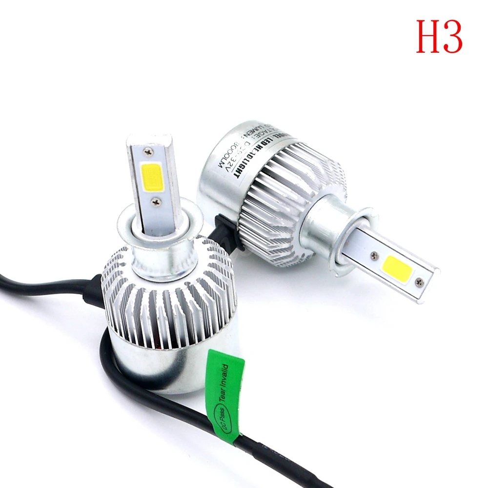 Eonstime 12 V/24 V H4 H7 H11 H1 H3 9005 9006 COB Светодиодный фар 36 W 8000LM Автомобильный светодиодный фары налобный фонарь Противотуманные фары Pure 6500 K
