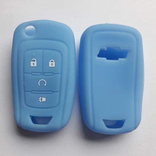 Light Blue RUNFA Авто силикагель автомобильный чехол для ключей защитный держатель для Chevrolet Chevy Sonic Trax 4 кнопки Флип складной брелок крышка - Название цвета: Light Blue