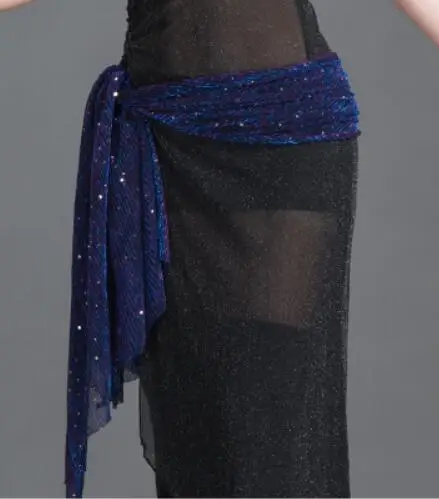 Navy Blue Женская Удлиненная юбка для восточных танцев, блестящая юбка для хип-хопа с поясом и блестками - Цвет: Navy Blue