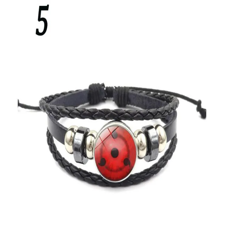 Uchiha Clan Rinnegan Sharingan Eye Bracelet Anime Naruto Braided Leather Bracelet Cosplay Jewelry A912