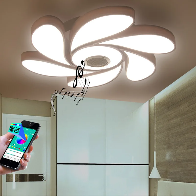 RGB, светодиодный, с затемнением потолочный светильник с Bluetooth спикер телефон приложение управления 110 В 220 В 72 Вт 108 ВТ современная музыка потолочный светильник Taklampa