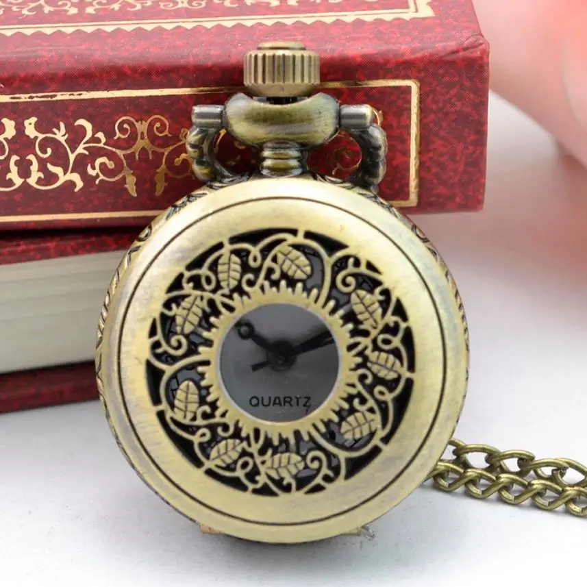 Ретро бронзовые карманные часы с цепочкой мужское ожерелье в стиле