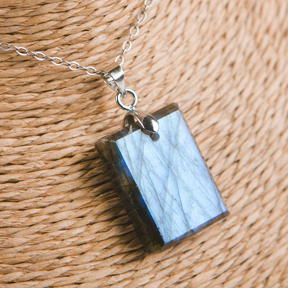 Натуральный Мощный синий лабрадорит модный квадратный прямоугольный светильник