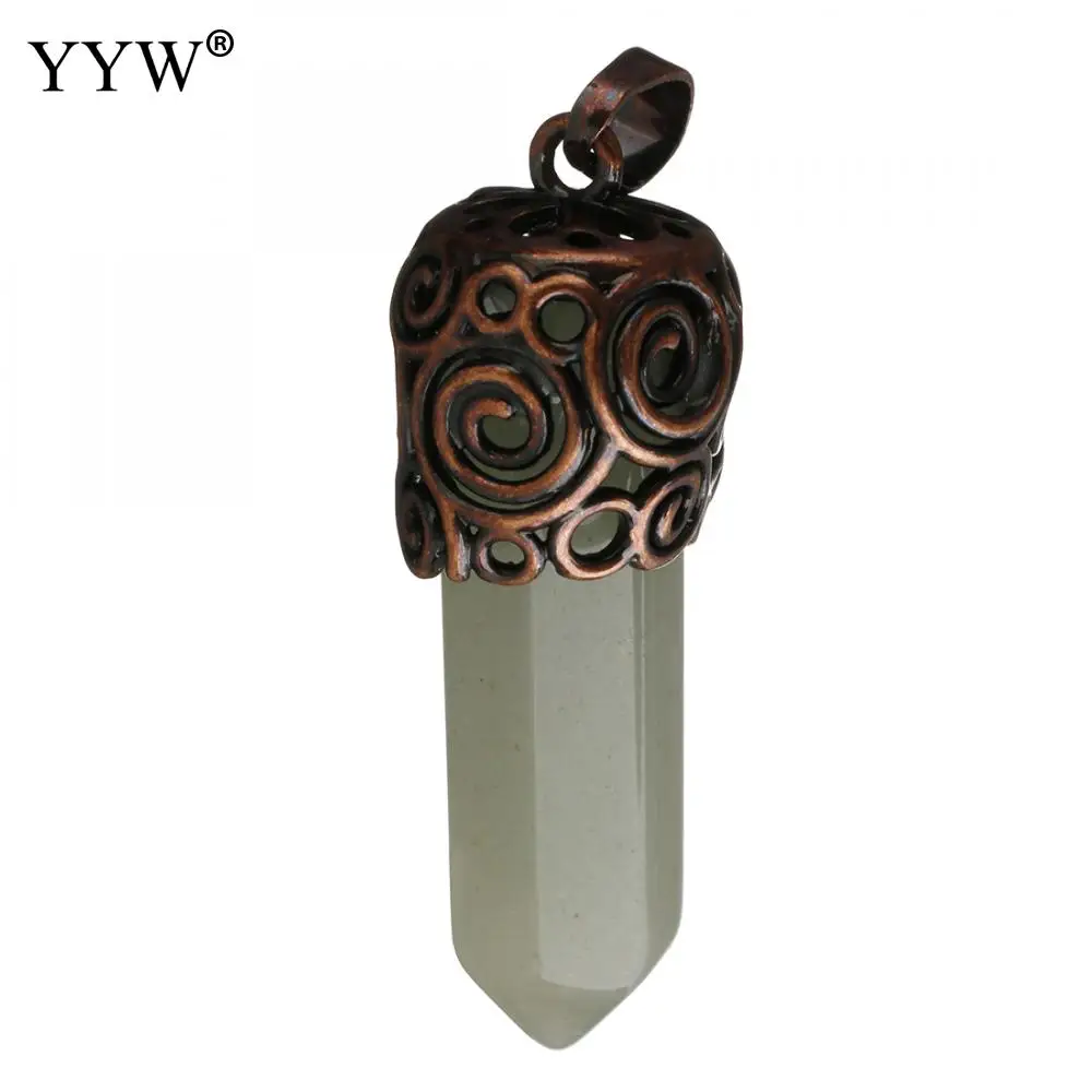 green aventurine Лидер продаж YYW Column Колонка ожерелья натуральный камень кулон из амазонита кварцевые бусины для женщин и мужчин ювелирные изделия в винтажном стиле - Окраска металла: green aventurine