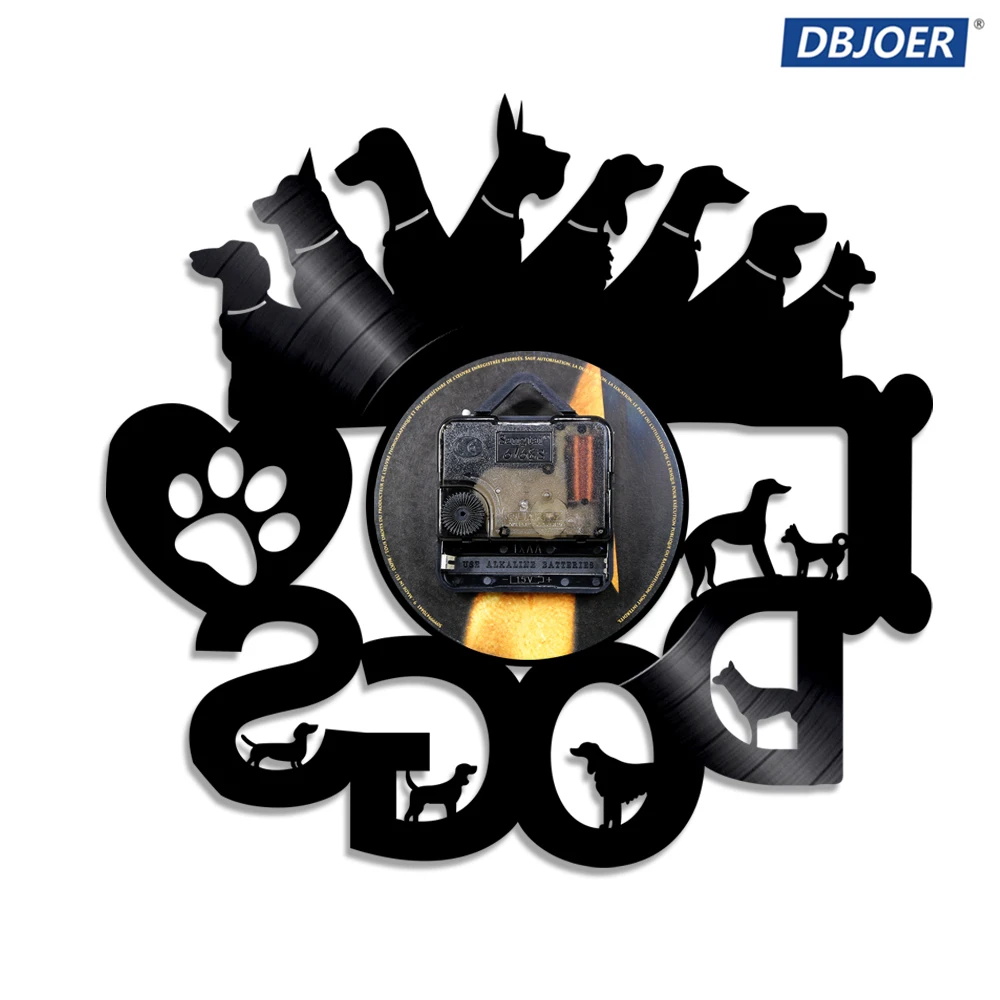 Настенный виниловый светодиодный светильник I Lover Dogs винтажные часы с записью LP