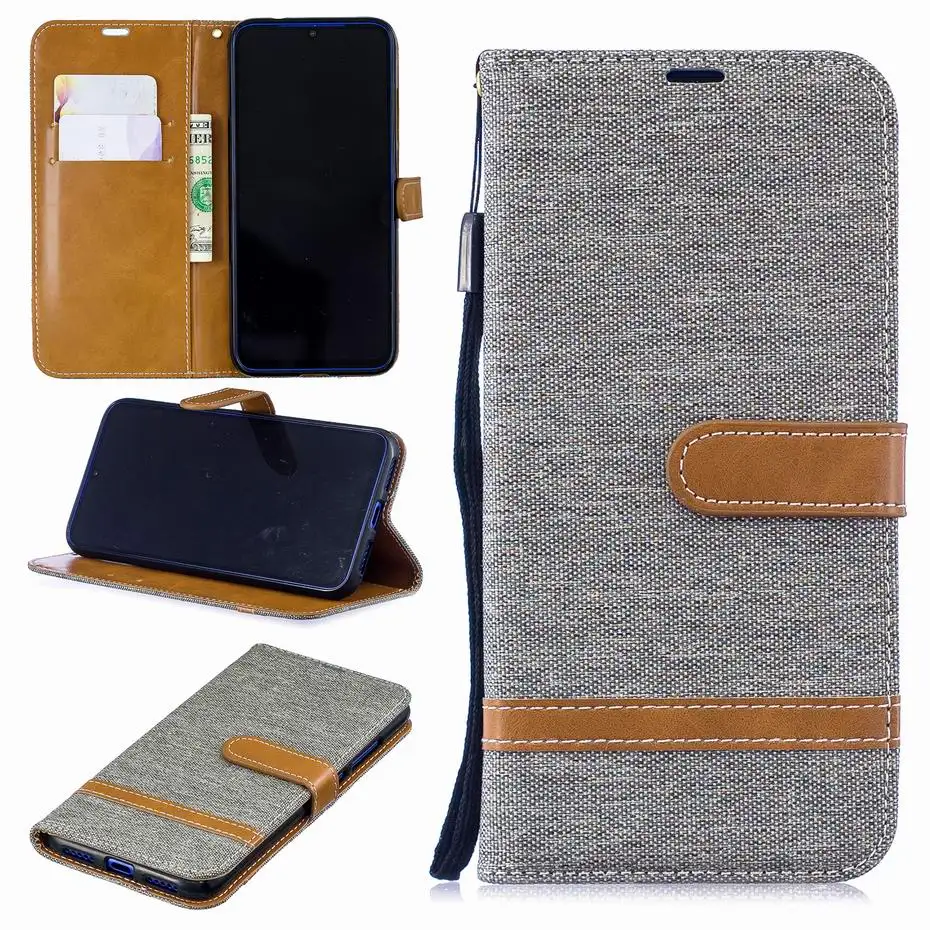 Кожаный чехол книжка с бумажником для Xiaomi Redmi Note 7 8 8T 6 Pro Denim смешанные цвета