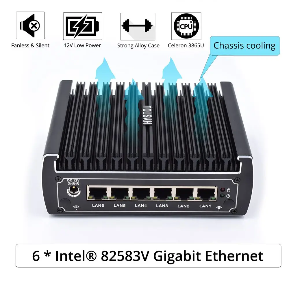 Без вентилятора Мини-ПК Оконные рамы 10 Intel Core i3 7100u 2 DDR4 так DIMM [6 82583 В Gigabit Ethernet] pfsense