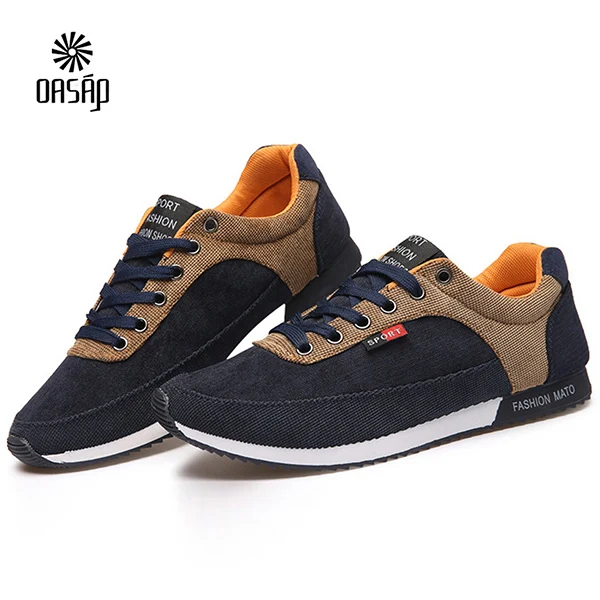 OASAP 2016 Весной Новые мужские Случайные Цвет Блока Передние Шнуровке Холст Дышащий