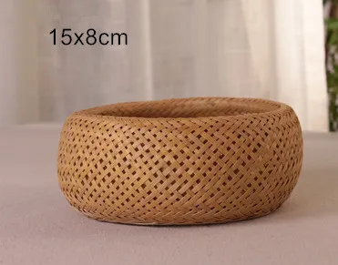 Круглые бамбуковые ручки тканые корзины, для хранения Eco-Friendly Подарочная корзинка для фруктов леденцы/ящик для хранения овощей Кухня Органайзер - Цвет: M