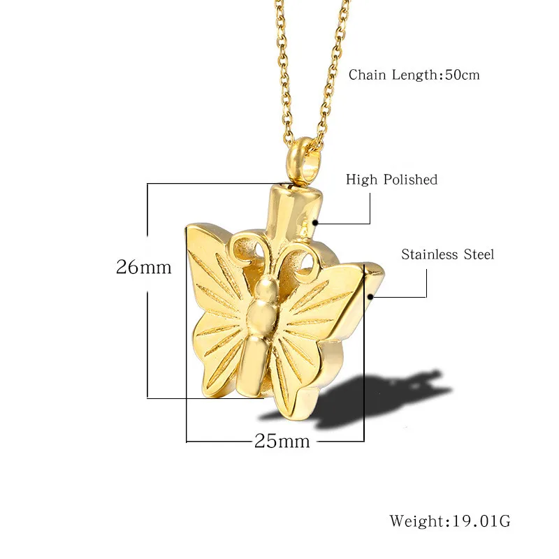 Позолоченная парфюм бабочка ожерелье с подвеской в виде бутылки пепельницей