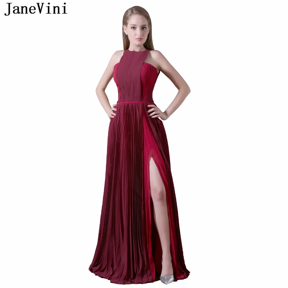 JaneVini простые Бордовые Платья для подружки невесты трапециевидные