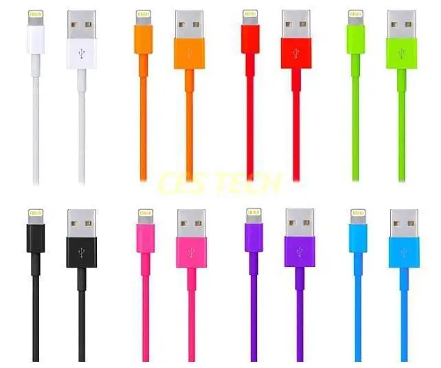 10pcs/lot Colorful 8 Pin USB 2.0 Data Sync &amp Charging Cable For iphone 5 5G ipad mini ipod touch 5th nano 7th Free shipping | Мобильные