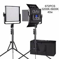 gvm photography video led lighting 672s kit with stand wireless remote control lcd display 672 beads lamp panel fill light