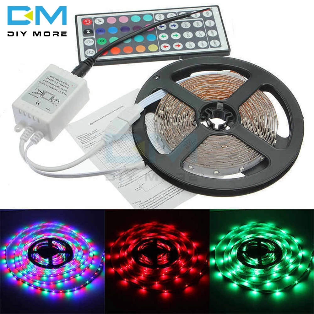 Светодиодная лента RGB 3528 SMD на 44 кнопки с кабелем 12 В 2 А 5 м 20 цветов | Электронные