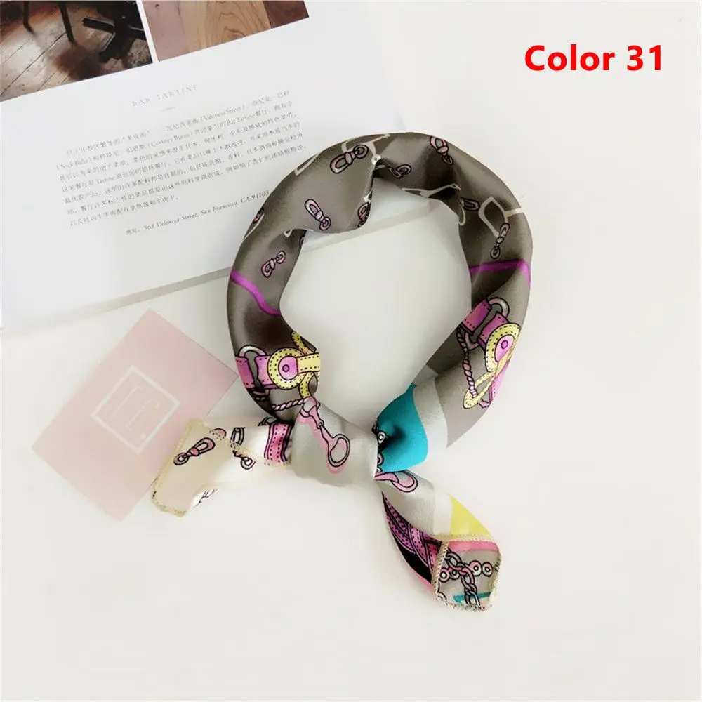 Color 31 Scarf Популярная распродажа! элегантный женский квадратный шелковый платок на шею, атласный шарф, обтягивающий Ретро галстук для волос, небольшой модный квадратный шарф - Цвет: Color 31 Scarf
