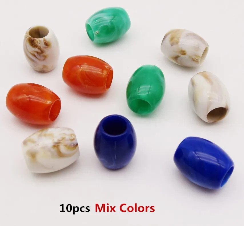 10pcs Mix Colors 10 шт.-20 шт., акриловые, разные цвета, 4 цвета, вязаные крючком Детские косы для волос, dread dreadlock, бусины кольца, трубка, Приблизительно 6 мм, аксессуары для отверстий - Цвет: 10pcs Mix Colors
