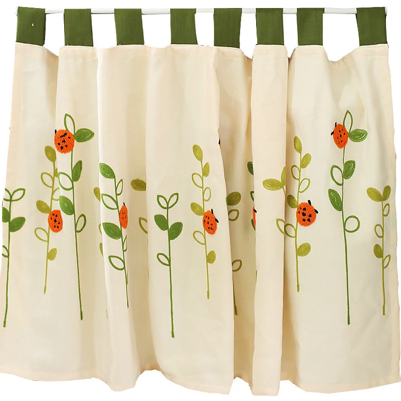 Curtain Cloth Короткая вышитая занавеска для кухни, высококачественное кольцо и слинг, Короткая занавеска для книжных полок, Новое поступление, sqt049#30 - Цвет: Curtain Cloth
