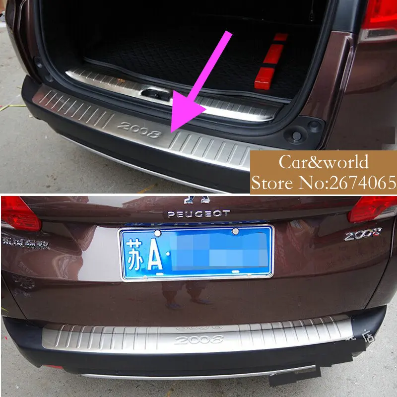 Для 2014 2015 2016 Peugeot 2008 Задний бампер протектор задний багажник внешний порог