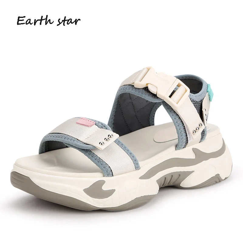 Sandalias mujer; коллекция года; белая обувь; женские сандалии на массивной платформе; zapatos de mujer; летние модные пляжные сандалии; женская обувь бежевого цвета