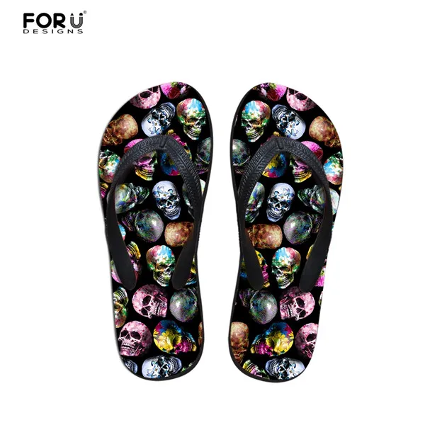 CC3534AB FORUDESIGNS/крутой Панк-Череп; дизайнерские мужские вьетнамки с зомби; модные летние пляжные резиновые шлепанцы; мужские сандалии на плоской подошве - Цвет: CC3534AB