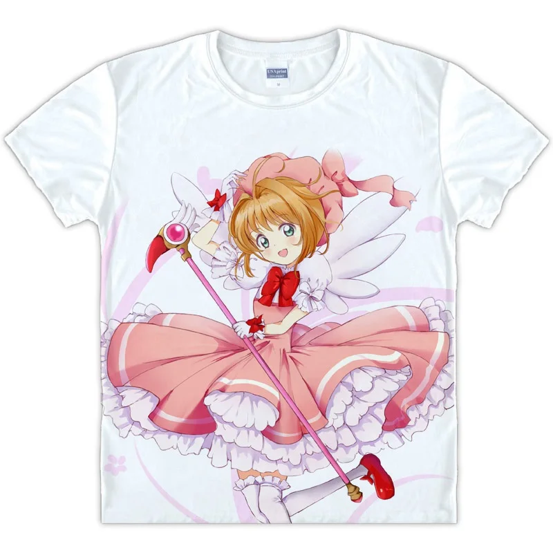 Футболка с японским аниме кардкоптером сакура прозрачная карточка киномото