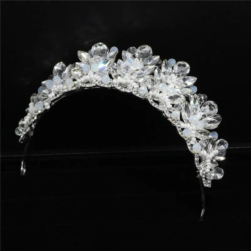 Роскошный Hand Made Хрустальные Бусины диадема невесты со стразами серебряные