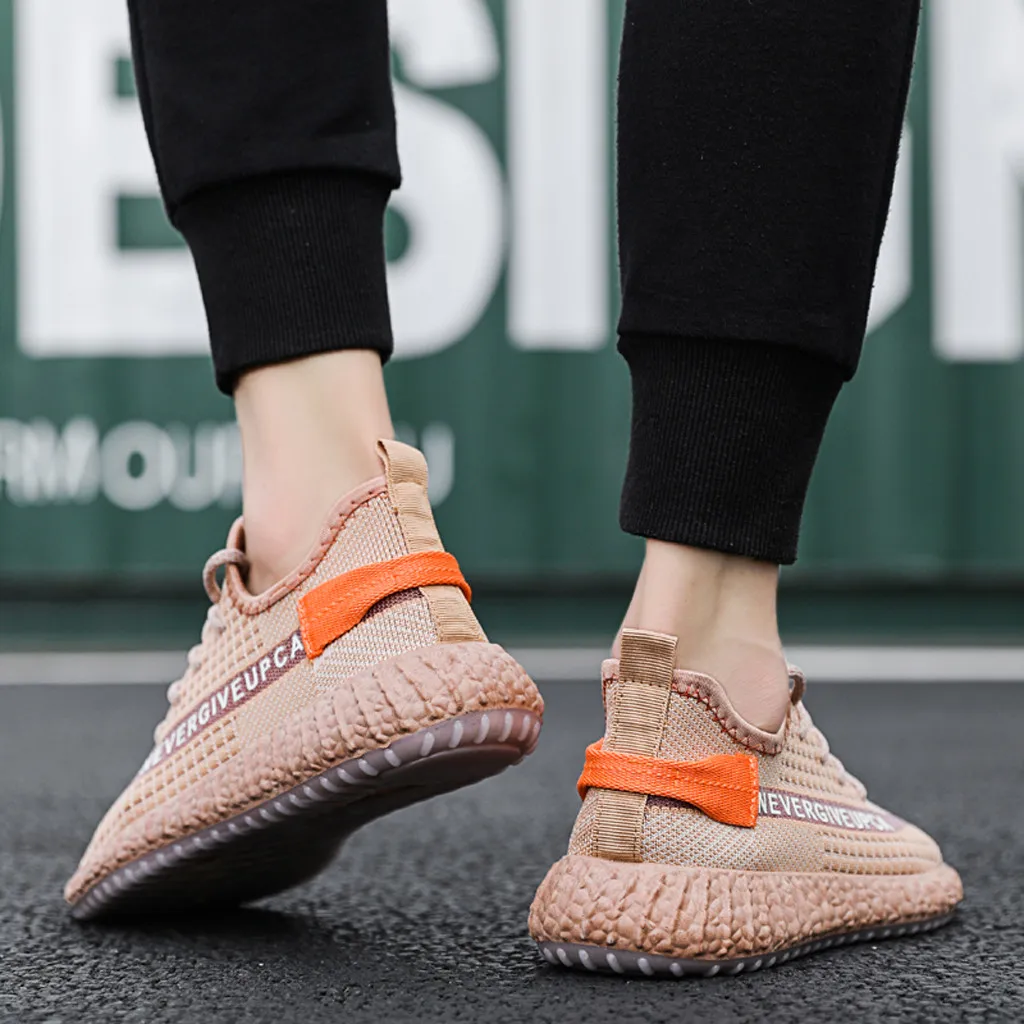 Man shoes sneakers orange Fly Knit Breathable Sneakers Fashion Fluorescence Casual Shoes sport men #G3 | Обувь