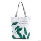 Летняя женская сумка Miyahouse с принтом зеленых листьев, складная многоразовая пляжная сумка, вместительная холщовая дорожная сумка для женщин