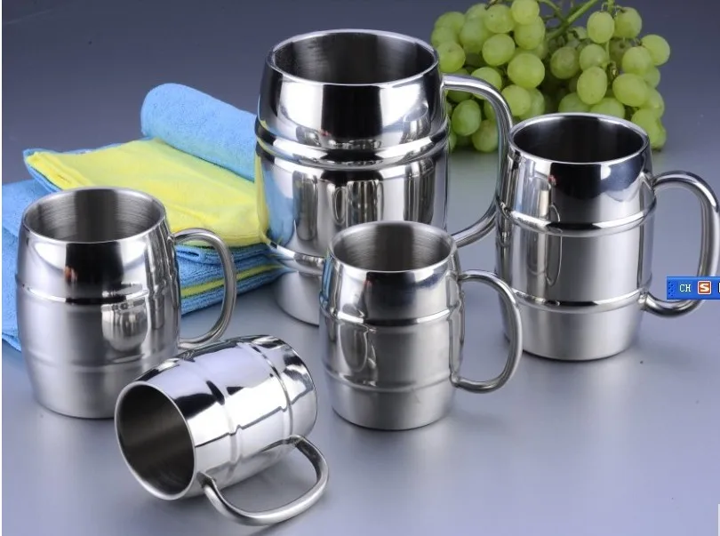 free shiping 500ML stronger Double Wall Stainless Steel Tankard coffee mug stainless steel beer mug/cocktail cup with handle | Дом и сад