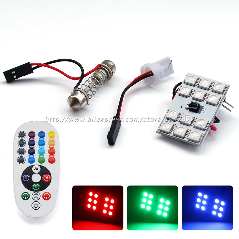 2 шт. автомобильная светодиодная купольная внутренняя лампа для чтения 12SMD 5050 RGB 12
